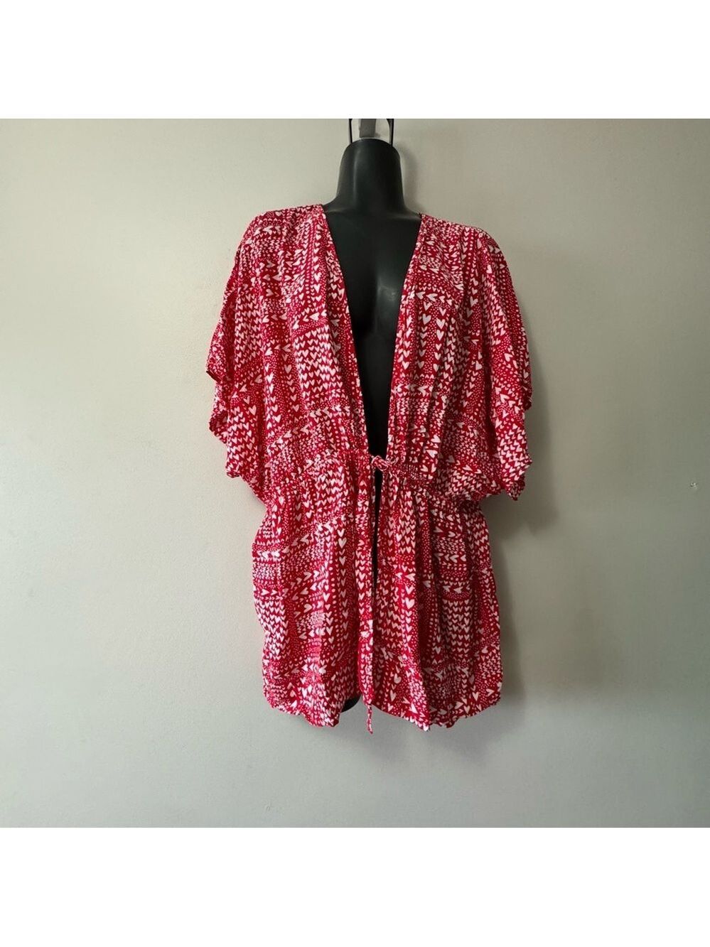 Victoria's Secret Red and White Kimono Swim Coverup